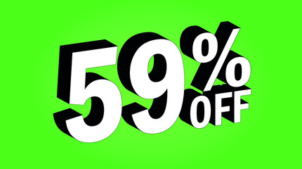 Sale tag 59 percent off - 3D and green - for promotion offers and discounts.