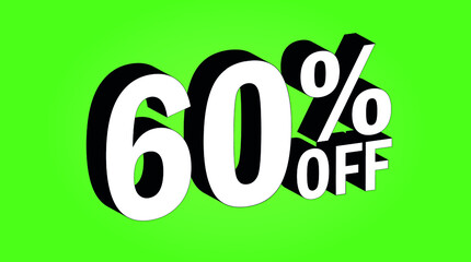 Sale tag 60 percent off - 3D and green - for promotion offers and discounts.