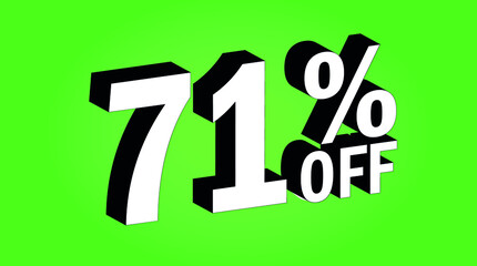 Sale tag 71 percent off - 3D and green - for promotion offers and discounts.