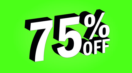 Sale tag 75 percent off - 3D and green - for promotion offers and discounts.