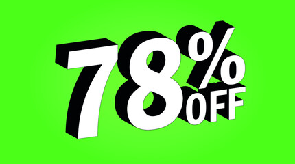 Sale tag 78 percent off - 3D and green - for promotion offers and discounts.