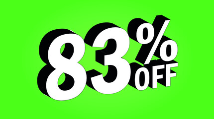 Sale tag 83 percent off - 3D and green - for promotion offers and discounts.
