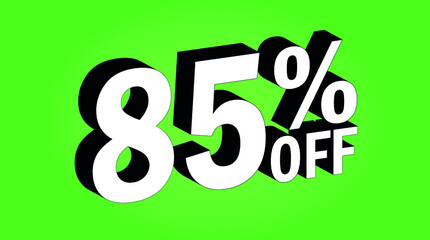 Sale tag 85 percent off - 3D and green - for promotion offers and discounts.