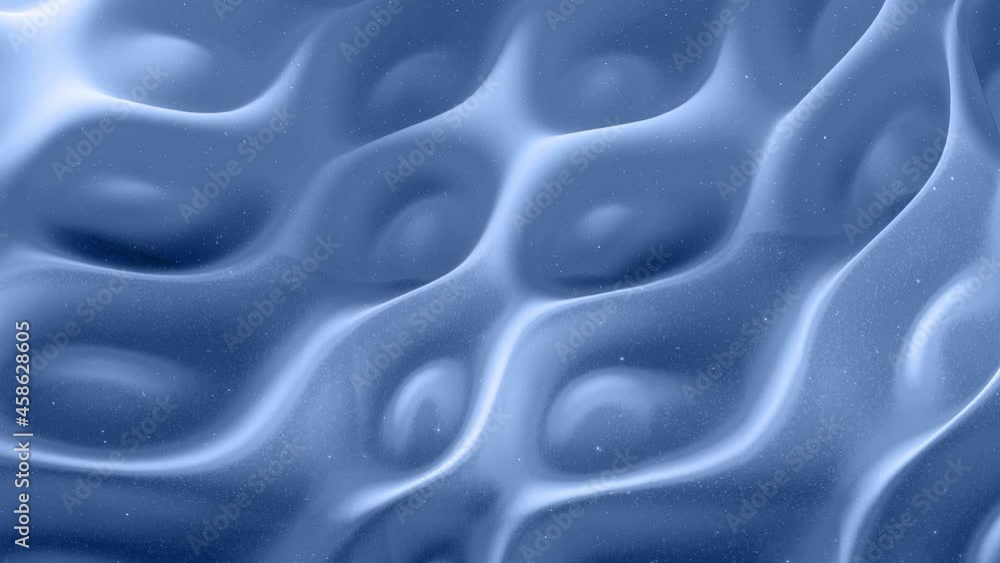 Poster beautiful abstract 3d surface with glitter sparkles, abstract 3d waves run on surface in loop. black