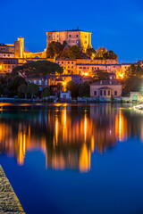 Nightview of the village of Capodimonte on the Bolsena Lake