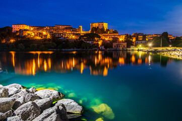 Nightview of the village of Capodimonte on the Bolsena Lake