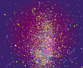 Confetti on isolation dark background. Geometric pattern with shine glitters. Texture for design. Print for banners, posters, flyers and textiles. Greeting cards