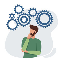 Puzzled man looking for problem solution