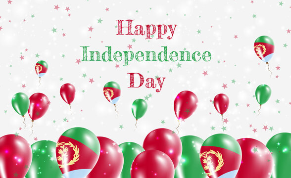 Eritrea Independence Day Patriotic Design. Balloons in Eritrean National Colors. Happy Independence Day Vector Greeting Card.