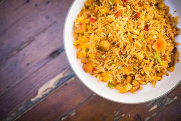 Asian rice with vegetables and chicken