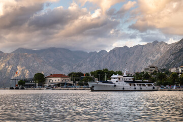 Fototapeta na wymiar View of Kotor Bay area at sunset in summer, touristic famous destination in Montenegro, Europe