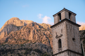 Fototapeta na wymiar View of the Old Town in Kotor, touristic famous destination in Montenegro, Europe