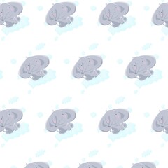 pattern for baby supplies elephant on a cloud in pastel shades