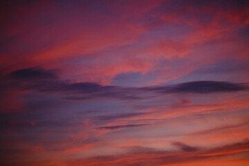 Red clouds after sunset. Beautiful sunset.