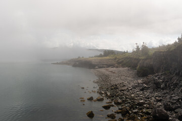 Fog coming in over the landscape