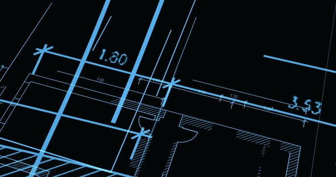 Architektur entwurf, blueprint zeichnen animiert, bauobjekt in der planung, modernes wohnhaus mit ma&szlig;angaben, ma&szlig;stab korrekt, technische cad zeichnung, beeindruckend und innovativ    