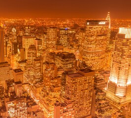 Obraz premium View of New York Manhattan during sunset hours