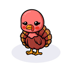 Cute baby turkey cartoon standing