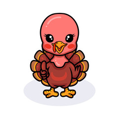 Cute baby turkey cartoon giving thumb up