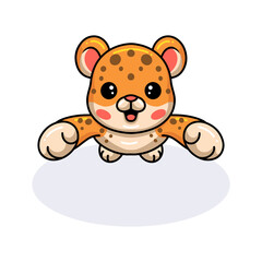 Cute baby leopard cartoon jumping