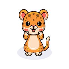 Cute baby leopard cartoon standing