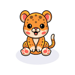 Cute baby leopard cartoon sitting