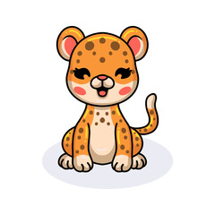 Cute baby leopard cartoon sitting