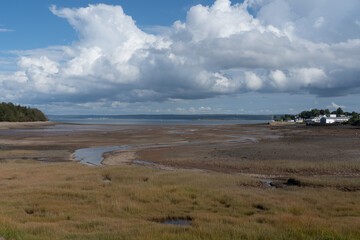Pull back of the tidal ocean on a landcape