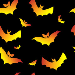 festive halloween background with bats. vector design element. a colorful bright pattern.