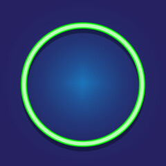 Neon green circle icon. Abstract round sign. Creative geometric figure. Art design. Vector illustration. Stock image.