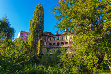 Naklejka premium Bulgaria Abandoned Post apocalyptic Ruined Building Public Building with No owner