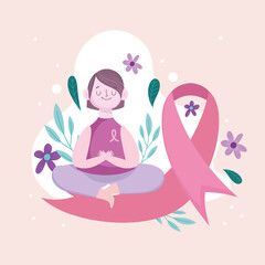 woman sitting on pink ribbon