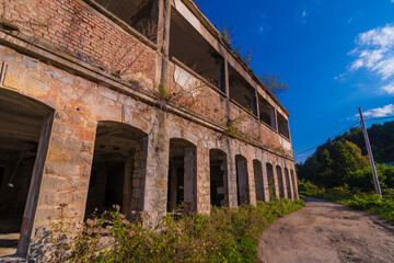 Fototapeta premium Bulgaria Abandoned Post apocalyptic Ruined Building Public Building with No owner