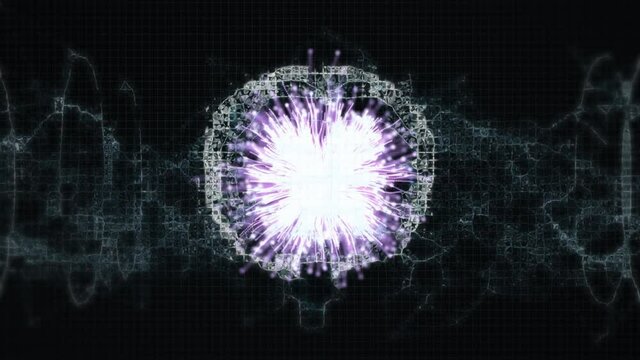 Animation of smoke and explosion over human brain and dna strand spinning