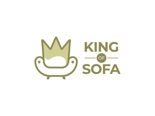 king of sofa interior logo design concept