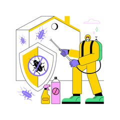Home pest insects control abstract concept vector illustration. Pest insects control, vermin exterminator service, insect thrips equipment, DIY solution, home garden protection abstract metaphor.