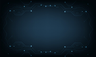 Fototapeta premium Vector futuristic circuit board background.Circuit board technology on dark blue color background.Hi-tech digital technology concept.