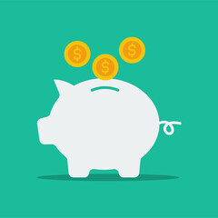 Save money on piggy bank. Flat vector illustration suitable for many purposes.