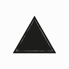 Black triangle icon. Thin white lines. Outline symbol collection. Geometric figure. Vector illustration. Stock image. 