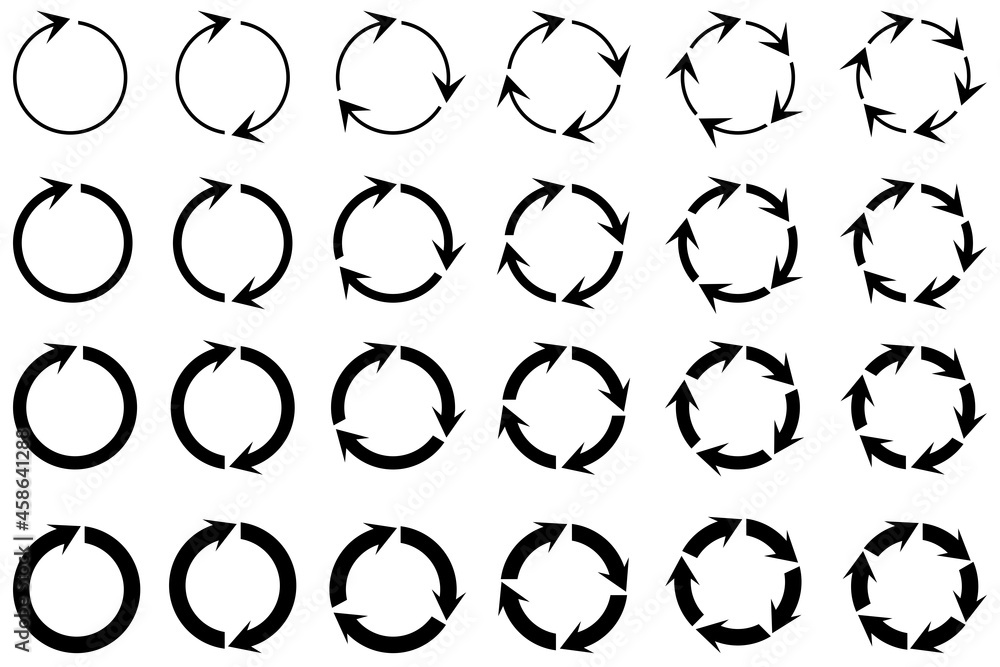 Poster arrow icon set. circular design. black circle of arrows. recycle icon vector set. vector illustratio