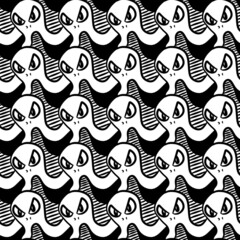 seamless pattern of cute monster cartoon