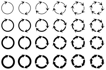 Arrow icon set. Circular design. Black circle of arrows. Recycle icon vector set. Vector illustration. Stock image.