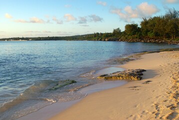 Fine whit sand at Tachogna Beach, Tinian, Northern Mariana Islands