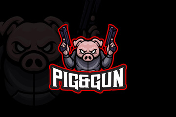Pig & Gun - Esport Logo Template