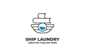 Laundry Ship Clean Wash Logo