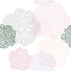 Light Multicolor vector seamless doodle pattern with flowers.