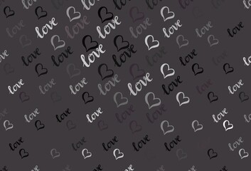 Dark Gray vector pattern with colorful hearts.