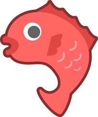 ポップでかわいい真鯛のイラスト　年賀状　正月　日本