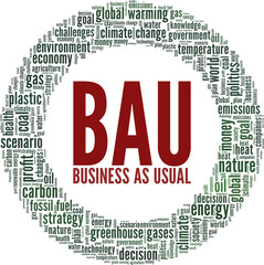 BAU - Business as Usual vector illustration word cloud isolated on white background.