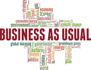 BAU - Business as Usual vector illustration word cloud isolated on white background.